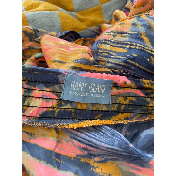 Women Multicolor Silk Halter Dress Sz Small Mini Resort Wear Summer Flirty Boho - Picture 7 of 8